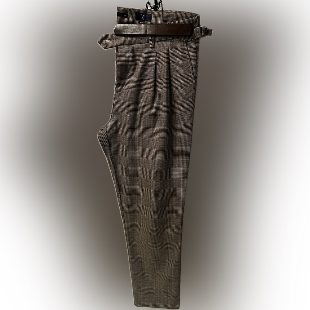 Pleated Plaid Dress Pants Slacks from Turkey. 38 x 30.
